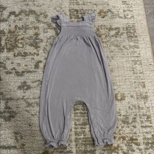Angel Dear Gray Bamboo Romper with Smocked Detail and Adjustable Straps